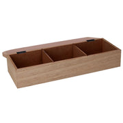 Rectangular brown wooden tea box cm29x10h6
