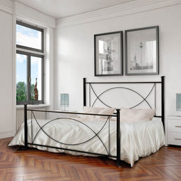 Iron double bed with footboard Nero LAGUNA 166x208x h117 cm