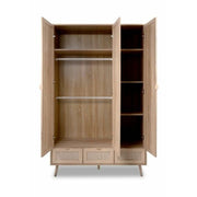 Bali 60B wardrobe with 3 doors and 3 wicker effect drawers