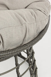 Outdoor armchair in gray natural fiber with MOLLY cushion diameter 69x92x h78 cm
