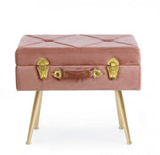 Stool with container in Antique Pink velvet POLINA 50x34x h42 cm