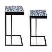 Set of 2 NEAPOLIS coffee tables in steel with mdf top decorated with print 62.5h 56h cm