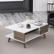 Lyontav walnut and white coffee table