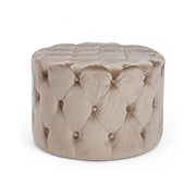 Pouf in dove gray velvet LORELLA diameter 60x h42 cm