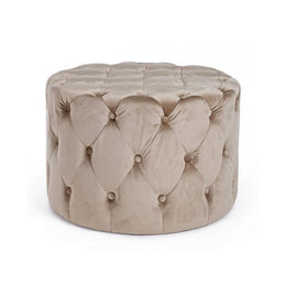 Pouf in dove gray velvet LORELLA diameter 60x h42 cm