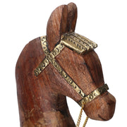 Wooden horse covered with gold metal cm40x11h46