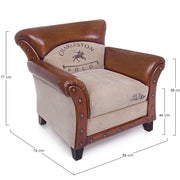 Charleston armchair in beige vintage leather