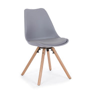 Modern chair wood plastic imitation leather gray New trend 59 x 49 x 83.5 cm