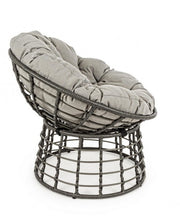 Outdoor armchair in gray natural fiber with MOLLY cushion diameter 69x92x h78 cm