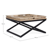Tray coffee table with tray 90x90 cm