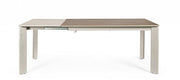 Gray and taupe extendable table