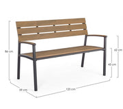 Isak anthracite garden furniture bench