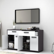 Multipurpose sideboard four doors two drawers White Gray TRUVA 140x40x h78 cm
