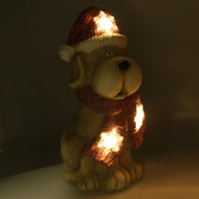 LED resin dog with red hat 22x19,5h40 cm