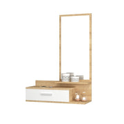 Entrance wall unit with mirror and white oak drawer 80x35xh.116 cm