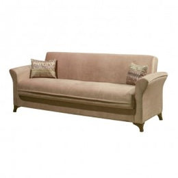 Three-seater sofa bed with BUKET container in Beige fabric 217x86x h85 cm