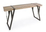 Steel console with wooden top BLOCKS 153x44 h76 cm