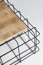 Trellis rectangular wooden metal coffee table