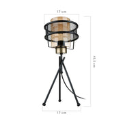 Large MDL3713 table lamp in woven iron with glass shade