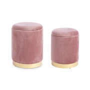 Set of 2 Poufs in velvet with POLINA Antique Pink container
