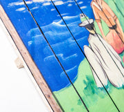 Print on wood with multicolor canvas 60x100 cm