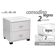 Comodino cameretta bianco cm 43 x 40 x 44  h due cassetti