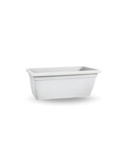 White rectangular planter with saucer