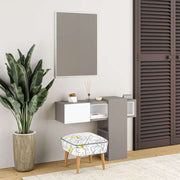 Efes Mocha White Entryway with Mirror - 100L x 30W x 72.5H cm
