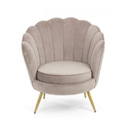 Retro armchair in light gray velvet peacock model