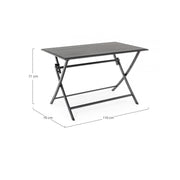 Outdoor table in anthracite aluminum ELIN 110x70x h71 cm