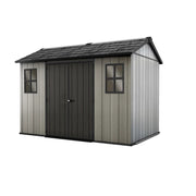 Small house in paintable gray wood effect duotech 2 doors and 2 windows 350x229xh.254 cm