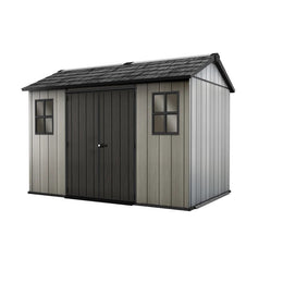 Small house in paintable gray wood effect duotech 2 doors and 2 windows 350x229xh.254 cm