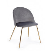 Gray velvet chair with gold legs