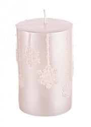 6x Pearl Pink Cylinder Candle H10.5