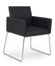 Chair with armrests in imitation leather Black SIXTY 60x54x h80.5 cm