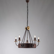 Black Rust iron chandelier with Empire Gold finishing five lights 59x h52 cm