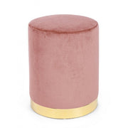 Pouf in Antique Pink velvet LUCILLA diameter 35x h40 cm