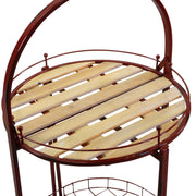 Round red metal folding table with wheels cmø49h67 - 98