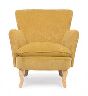 Chenille vintage armchair upholstered in ocher velvet