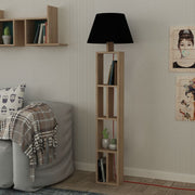 Floor Lamp with Oak Bookcase and Black Lampshade 23.5x15x163.5 cm