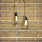Halat pendant lamp ASZ0549 in black metal and rope