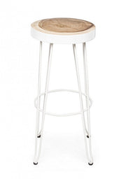 White bar stool in natural style wood