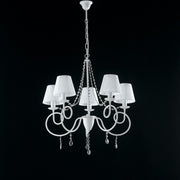 White iron chandelier five lights shabby decoration White lampshades 68x h72 cm