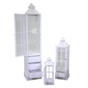 Rectangular white wooden lantern 1-3 cm36,5x36,5h175