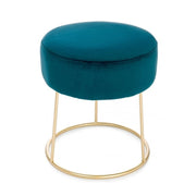 CLARISSA blue velvet pouf diameter 35x h40 cm