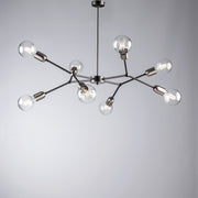 Black satin chrome iron chandelier eight lights 79x h66 cm industrial