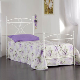 Single iron bed with white ALICE footboard 92x208x h128 cm