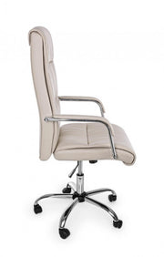 Office armchair with Queensland armrests in dove gray eco-leather