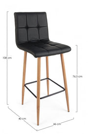 2x Bruce Pu Black Bar Stool