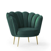 Orel shell armchair in emerald green velvet
